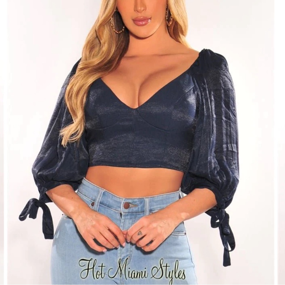 hot miami style navy long sleeve